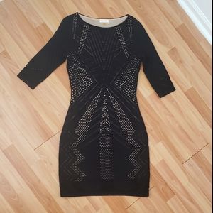 Calvin Klein black and tan perforated dress